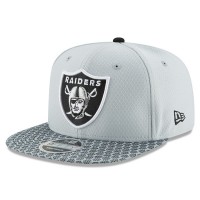 Youth Oakland Raiders New Era Silver 2017 Sideline Official 9FIFTY Snapback Hat 2756266